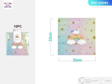 4-Product*12PACK Rainbow Unicorn Paper Tableware Set for Kids' Birthday Parties Includes Plates Paper Cupsand Napkins for Magical Celebrations (Unicorn Tableware Set: Napkins*120 PCS)