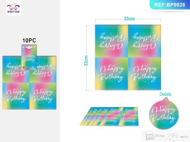 4-Product*12PACK Holographic Paper Tableware Set for Kids' Birthday Parties Includes Plates Paper Cupsand Napkins for Magical Celebrations (Unicorn Tableware Set: Napkins*120 PCS)