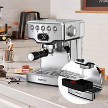 Espresso Machine; 20 bar espresso machine with milk frother for latte; cappuccino; Machiato; for home espresso maker; 1.8L Water Tank; Stainless (Color: Silver)